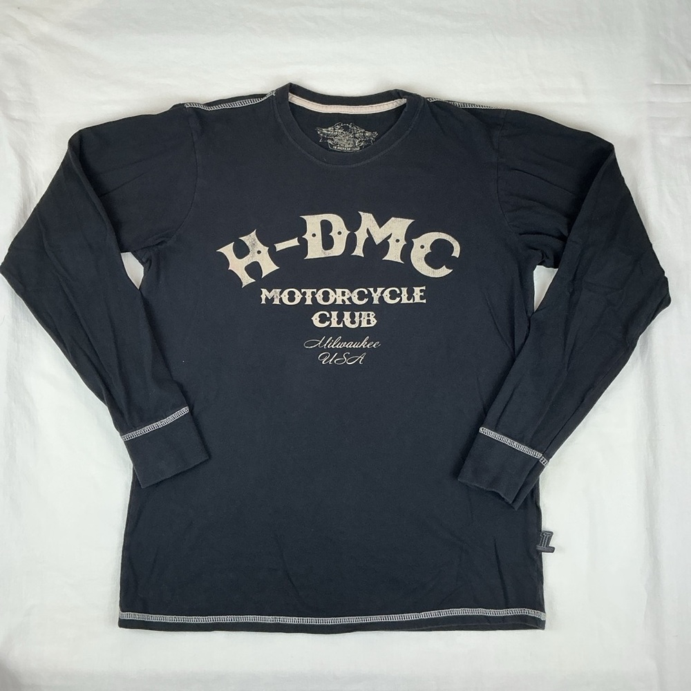 Harley Davidson Mens Long Sleeve Milwaukee Motorcycle Club Black, Size Medium